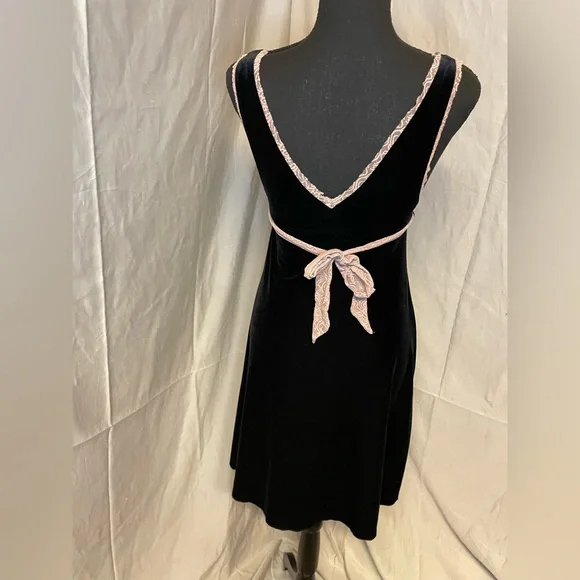 Free People Black Velvet Dress with Pink Trim - Picture 6 of 12